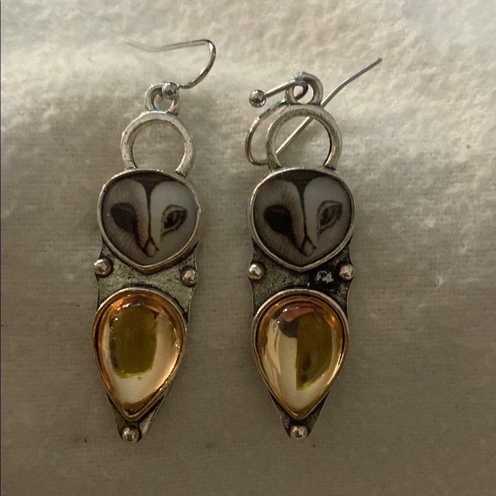 Silver and Gold Owl Earrings